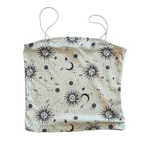 Faded Rose Sun and Moon Print Camisole Green Black Small